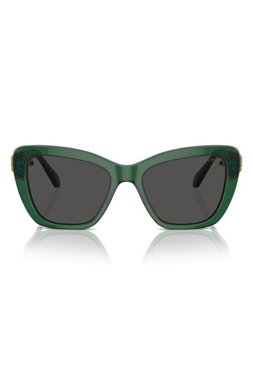 Shop Swarovski 55mm Cat Eye Sunglasses In Dark Green/dark Grey