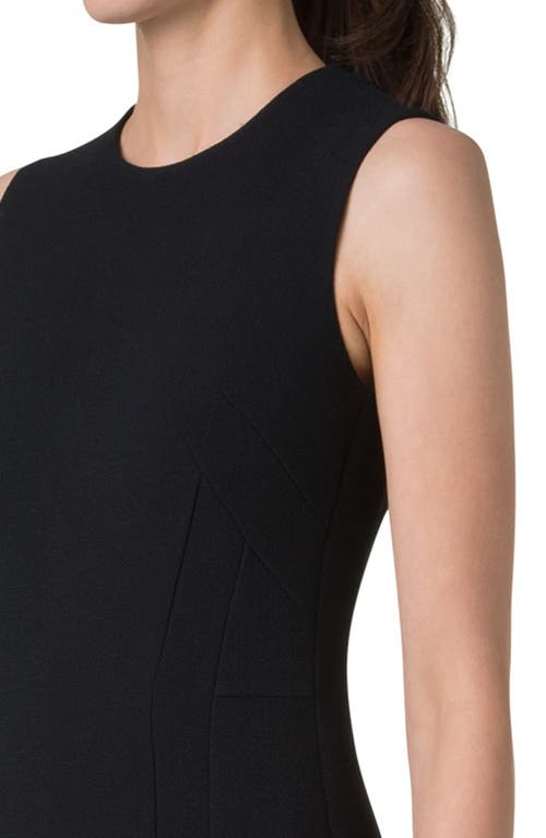 Shop Akris Wool Crepe Sheath Dress In Black