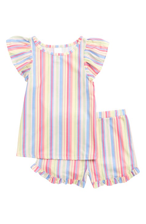 Kids' Stripe Flutter Sleeve Short Pajamas (Toddler, Little Kid & Big Kid)