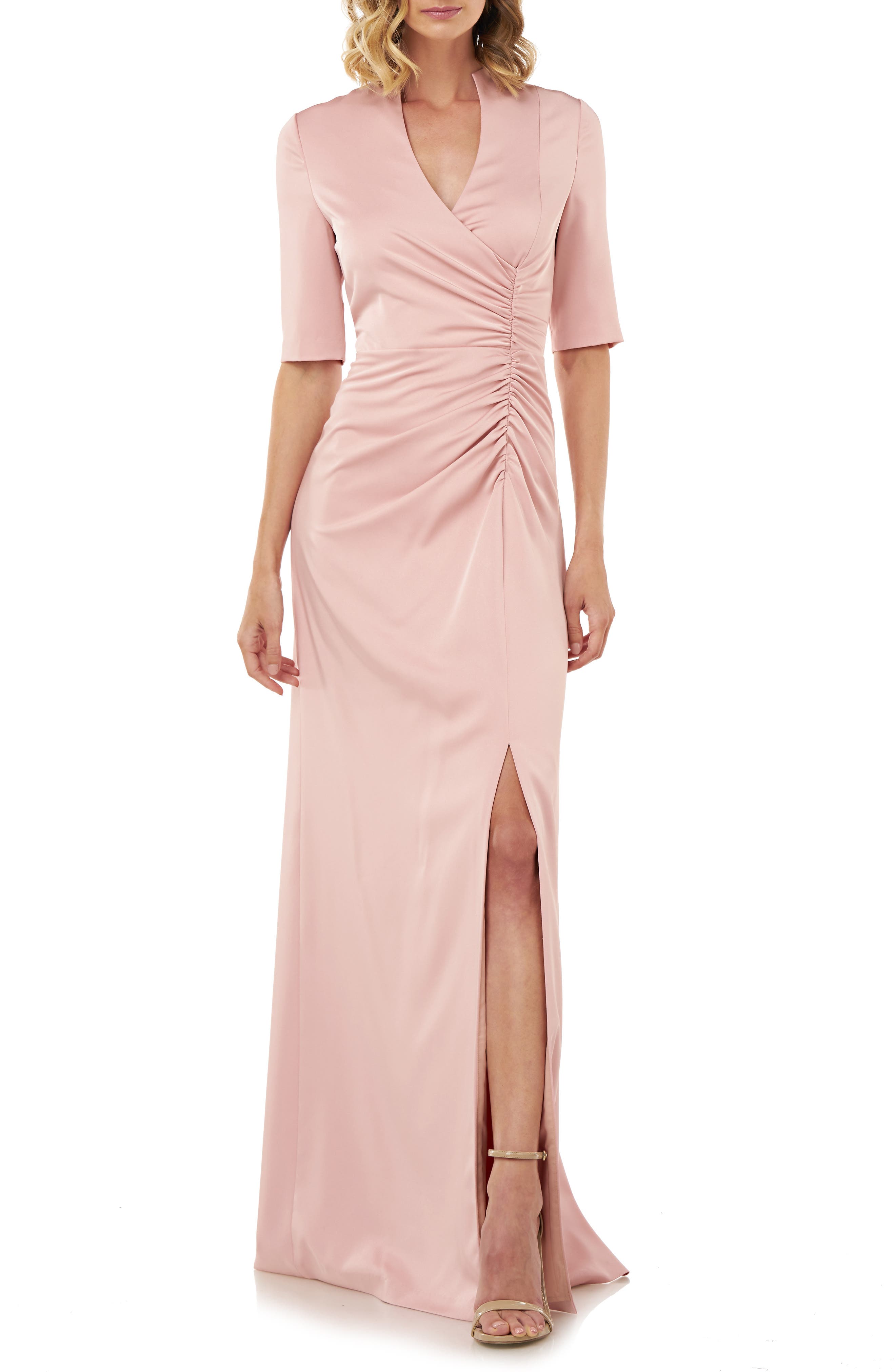 kay unger jumpsuit gown blush