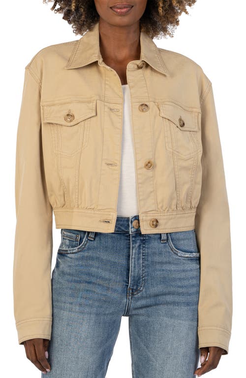 KUT from the Kloth Rumi Crop Denim Trucker Jacket Khaki at Nordstrom,