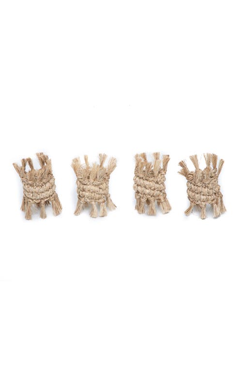 Tallo De Olivo Fique Fringe Napkin Rings Set Of 4 In Natural