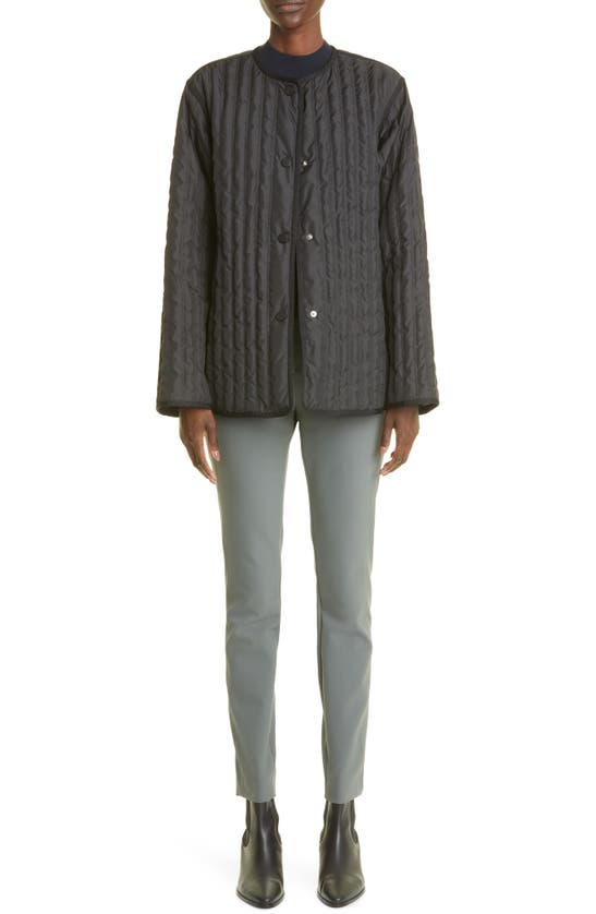 Lafayette 148 Mock Neck Short Sleeve Sweater In Ink