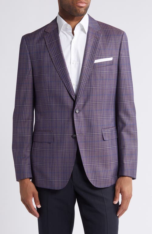 Shop Hugo Boss Boss Hutson Plaid Virgin Wool Sport Coat In Dark Red