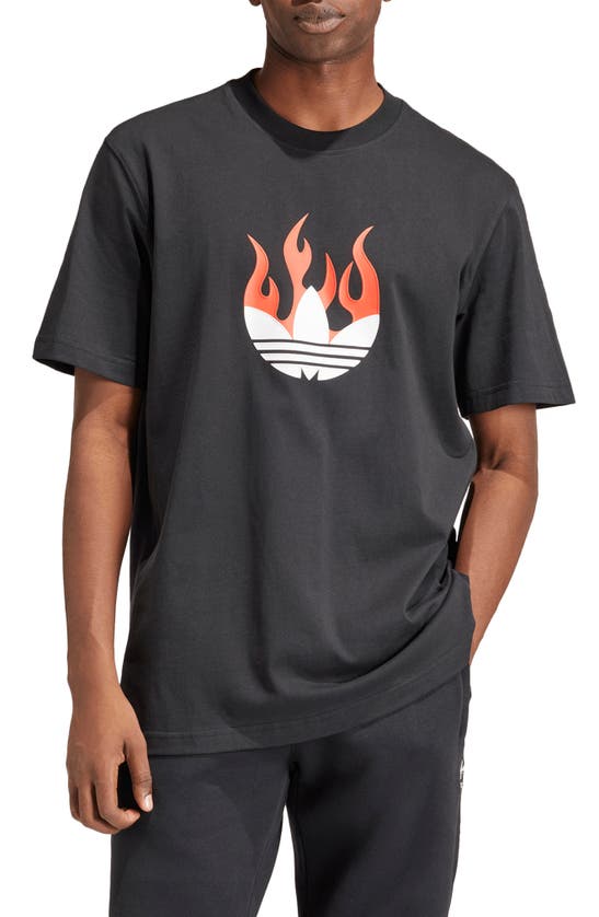 Shop Adidas Originals Flames Logo Graphic T-shirt In Black