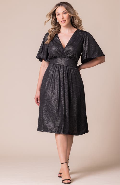 Kiyonna Crystal Cove Metallic Cocktail Dress In Silver Starlight
