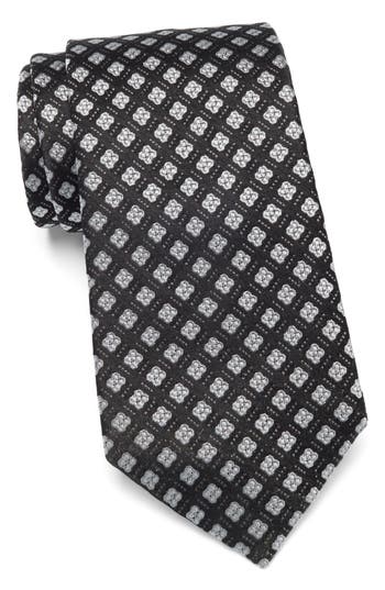 Duchamp Floral Medallion Silk Tie In Black