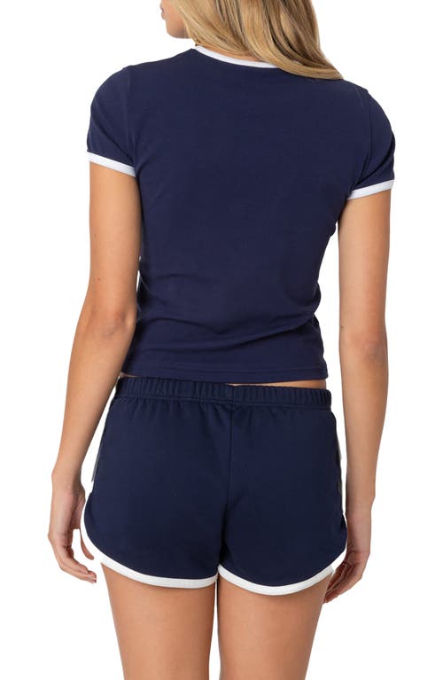 Edikted California Crop Graphic T-shirt In Navy