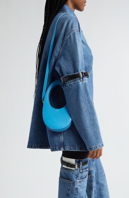 Shop Coperni Mini Swipe Leather Crossbody Bag In Blue