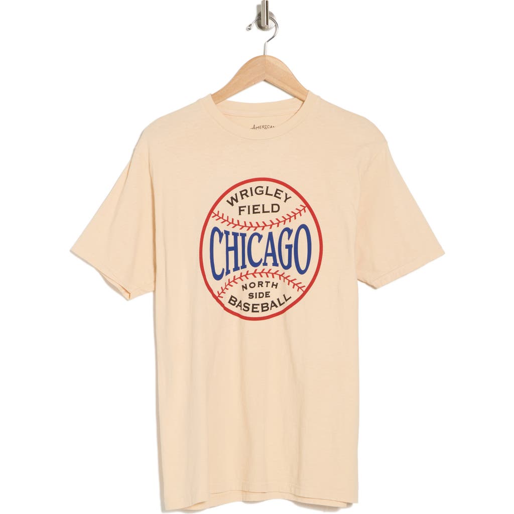 American Needle Wrigley Baseball Cotton Graphic T-shirt In Cream