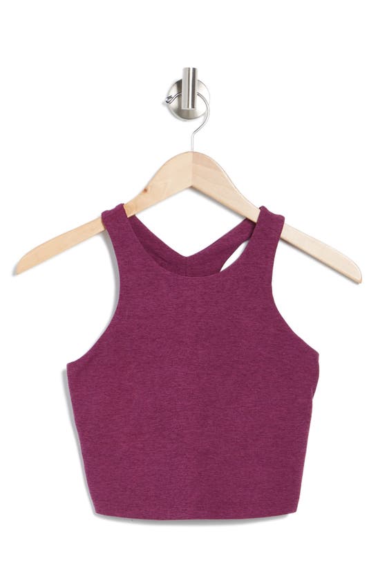 Beyond Yoga Focus Crop Racerback Performance Tank In Aubergine-beet