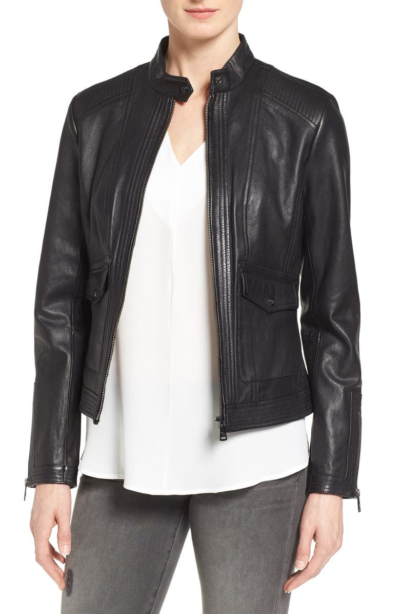 Bernardo 'Kerwin' Leather Jacket (Regular & Petite) | Nordstrom