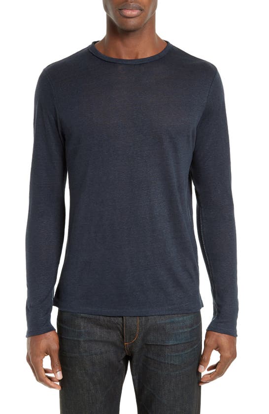 Rag & Bone Owen Slub Linen T-shirt In Salute Navy