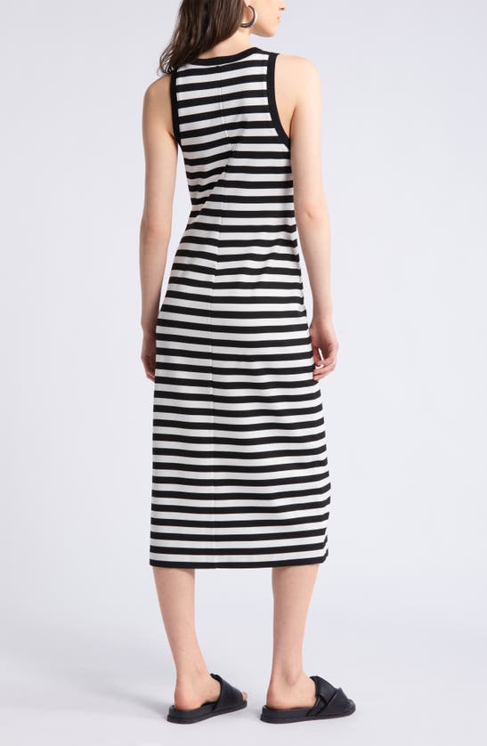 Shop Nordstrom Knit Tank Dress In Black- Ivory Jane Stripe