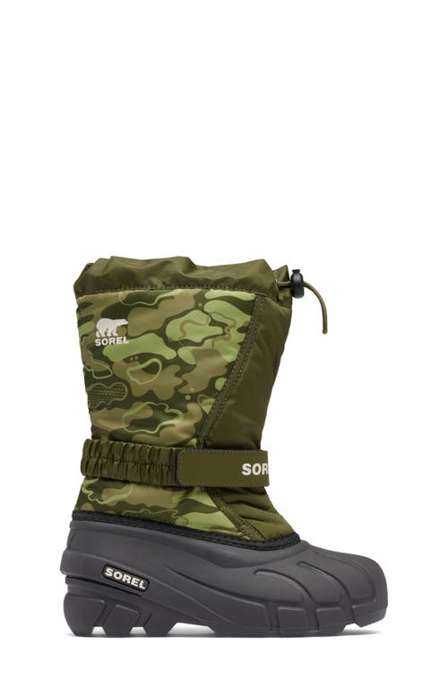 Sorel Kids' Flurry Water Resistant Snow Boot In Utility Green/savory