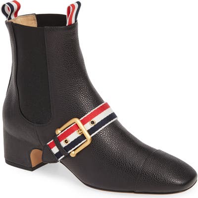 Thom Browne Buckle Strap Chelsea Bootie, Black