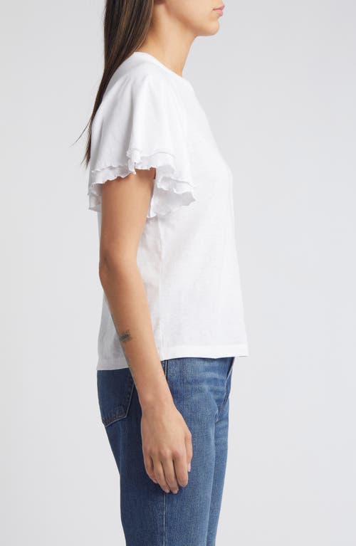 Shop Nation Ltd Flutter Sleeve Cotton T-shirt In White