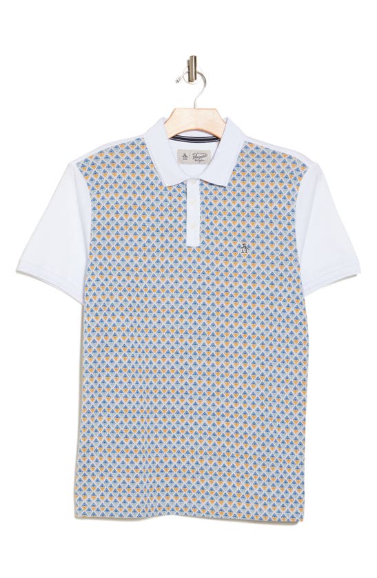 Original Penguin Diamond Jacquard Cotton Polo Shirt In Bright White