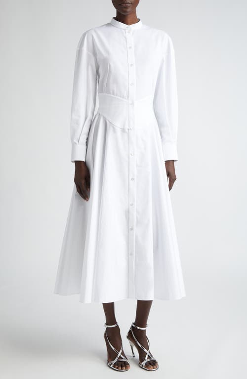 Alexander McQueen Long Sleeve Cotton Poplin Midi Shirtdress Opticalwhite at Nordstrom, Us