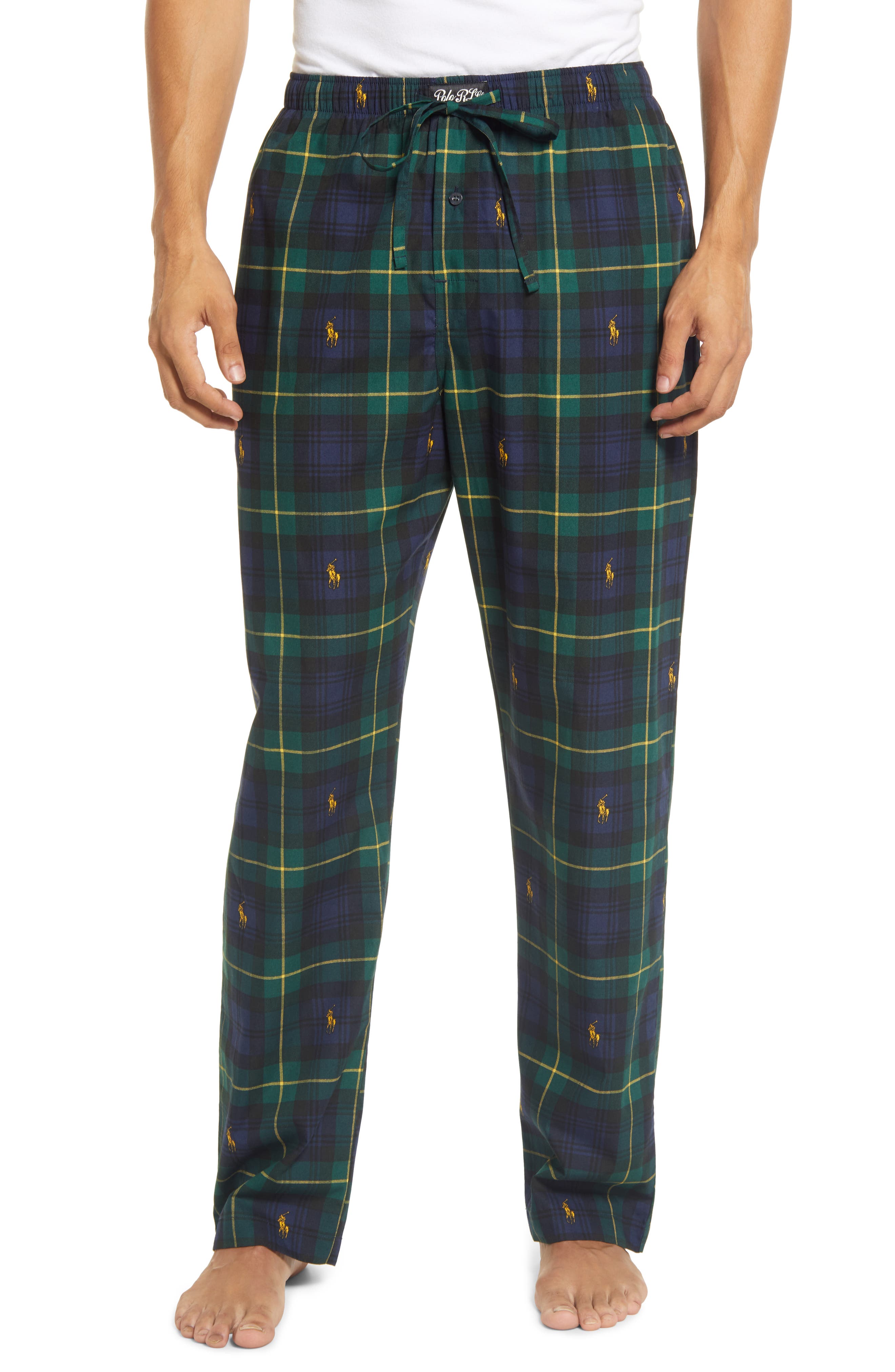 mens polo plaid pajama pants