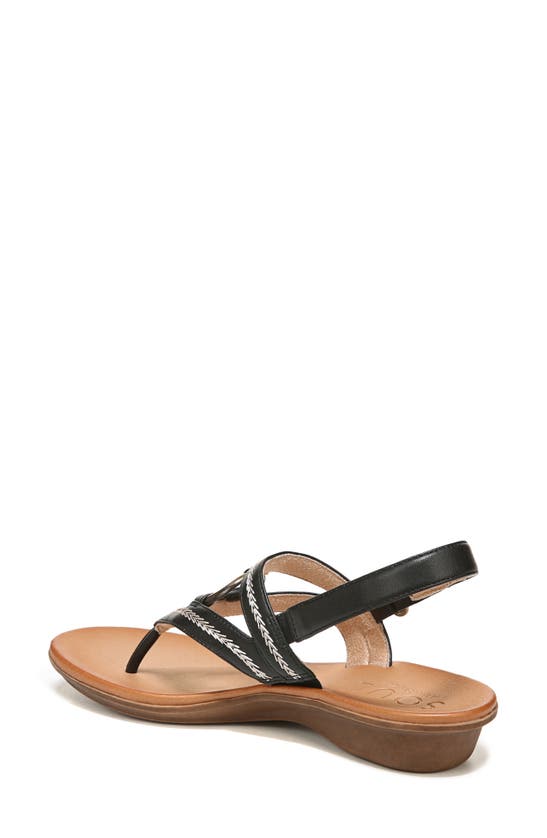 Natural Soul Sunny Slingback Thong Sandal In Black Smooth Synthetic
