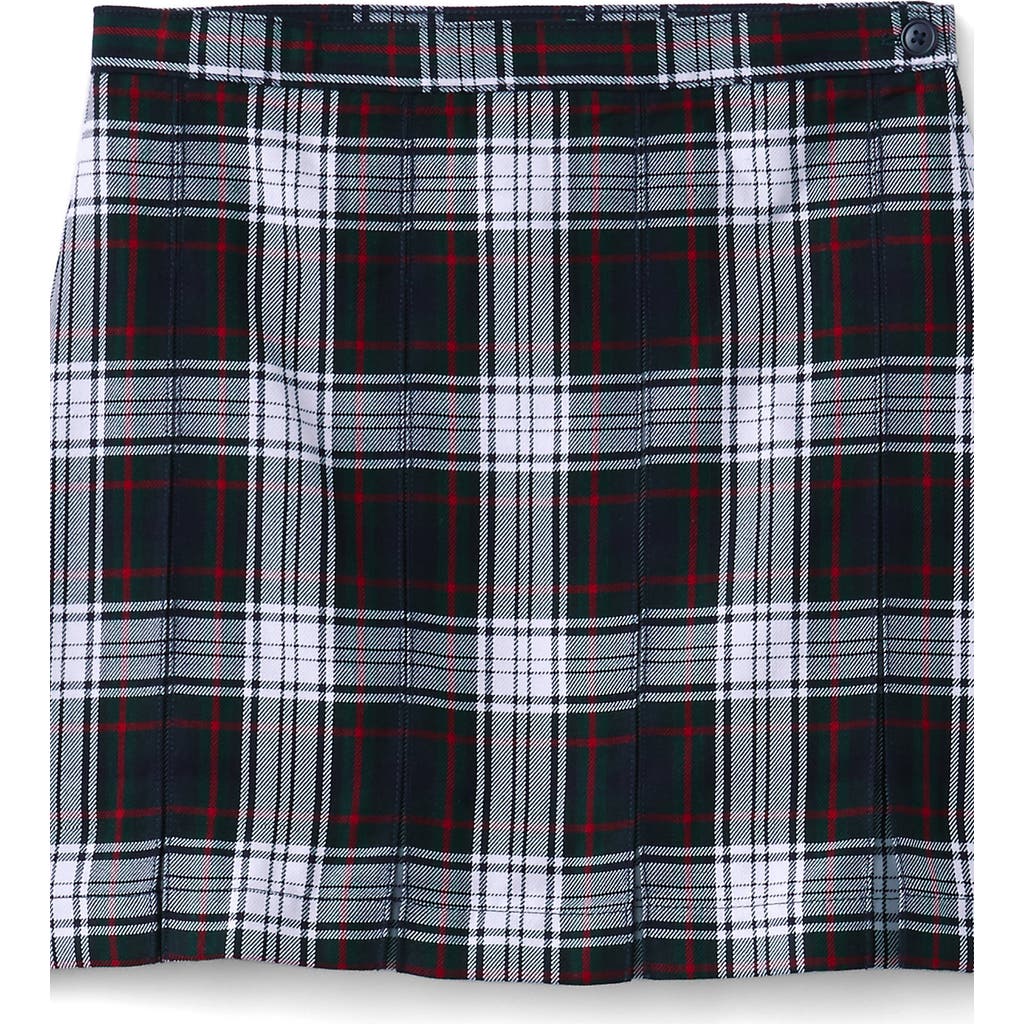 LANDS' END LANDS' END SCHOOL UNIFORM GIRLS PLAID BOX PLEAT SKIRT TOP OF THE KNEE