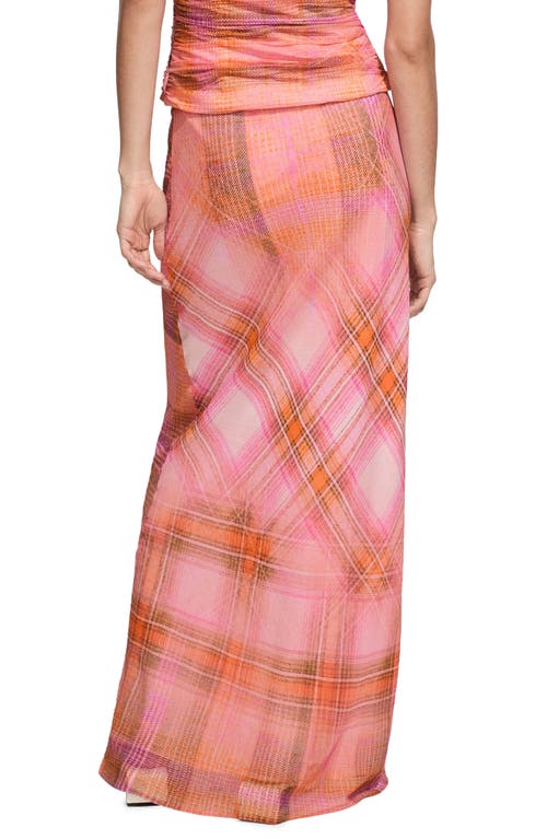 Shop Mango Plaid Maxi Skirt In Orange