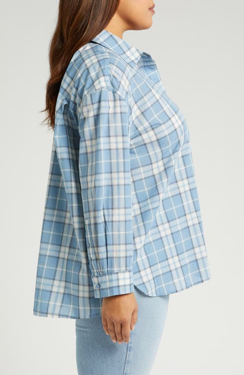 Shop Treasure & Bond Cotton Voile Button-up Shirt In Blue Stacy Plaid