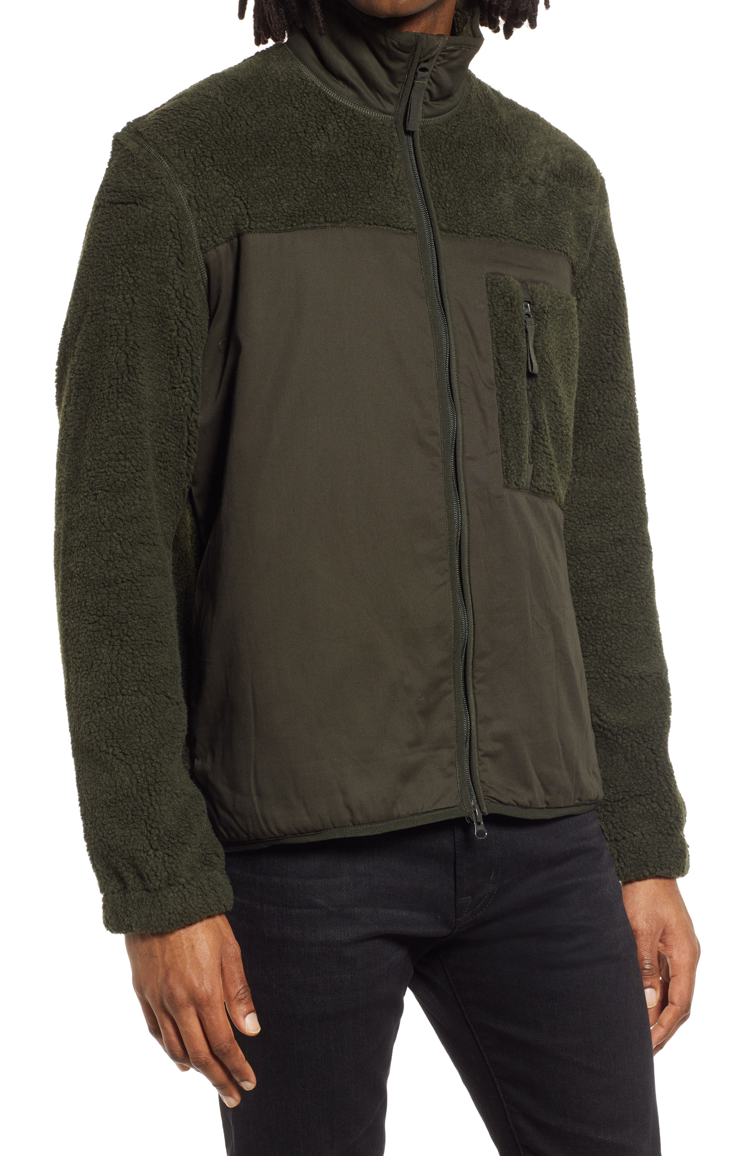 green fleece pullover