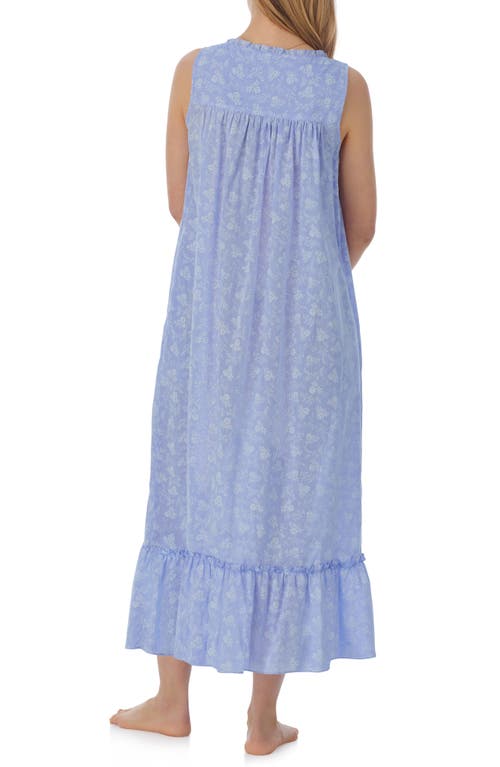 Shop Eileen West Floral Sleeveless Cotton Ballet Nightgown In Blue/white