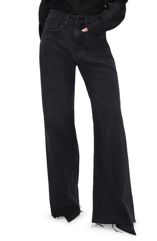 Shop Good American Good Ease Wide Leg Jeans In Black324