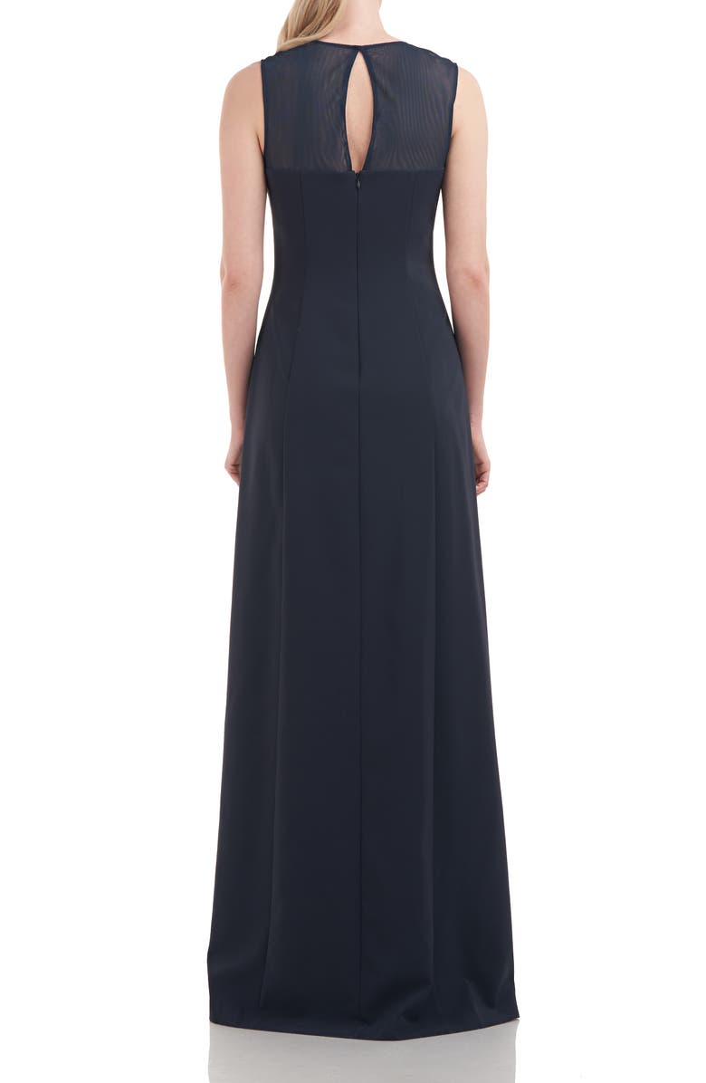 Kay Unger Dahlia Illusion Yoke Pleated Inset Gown | Nordstrom