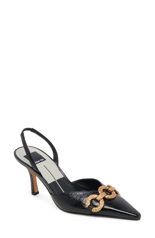 Shop Dolce Vita Haylee Slingback Pointed Toe Pump In Midnight Crinkle Patent