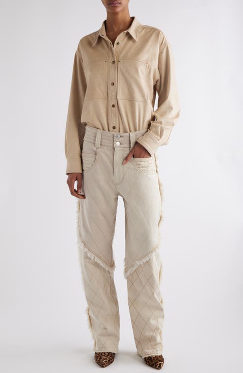 Shop Isabel Marant Gabiela Faux Suede Snap-up Shirt In Light Beige