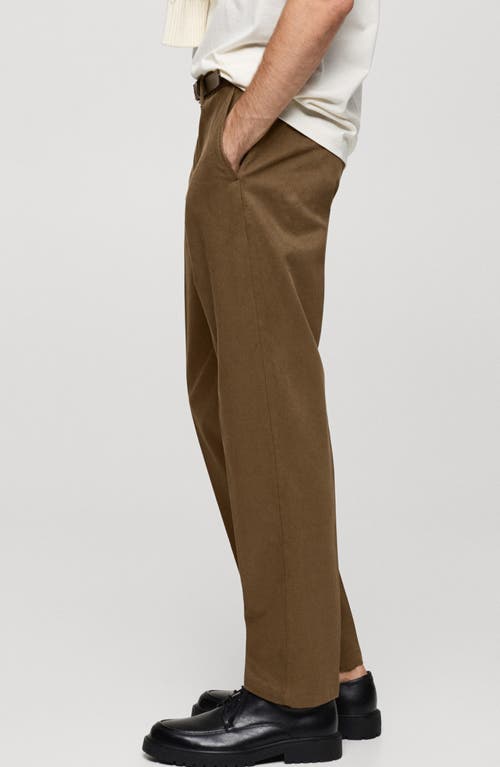 Shop Mango Regular Fit Cotton Pants In Khaki