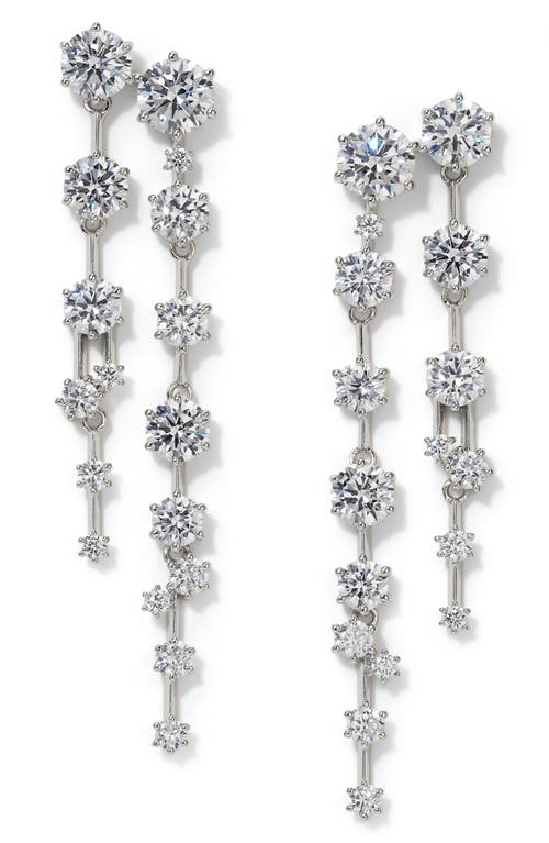 Shop Nadri Cubic Zirconia Linear Drop Earrings In Rhodium