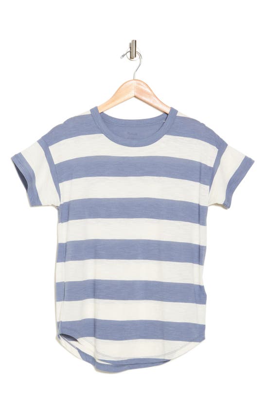Shop Madewell Whisper Stripe Crewneck T-shirt In Teapot Blue