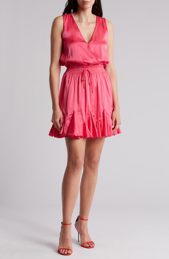 Love By Design Camilla Sleeveless Wrap Mini Dress In Fandango Pink