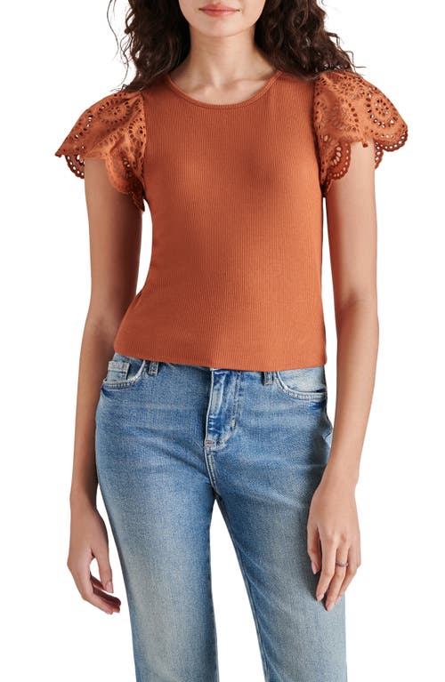 Steve Madden Olina Flutter Sleeve Rib Top Sienna at Nordstrom,