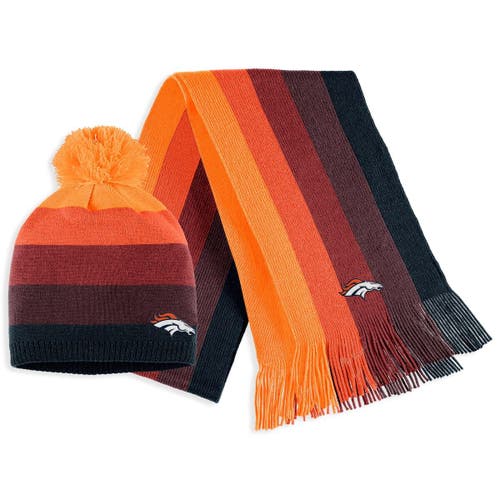 Women's WEAR by Erin Andrews Orange Denver Broncos Ombre Pom Knit Hat and Scarf Set
