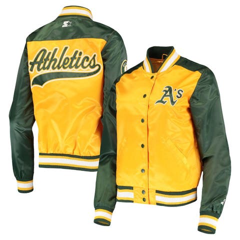 Oakland Athletics Starter Vintage Varsity Satin Full-Snap Jacket -  Green/Cream