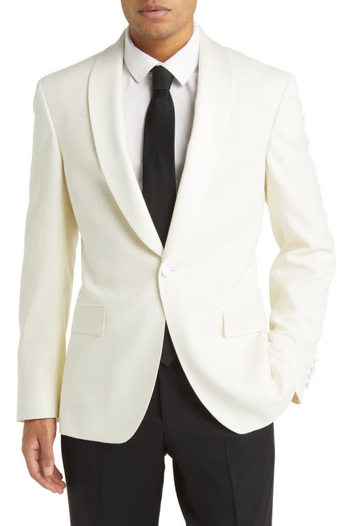 1940s Men’s Suit History and Styling Tips Ted Baker London Josh Magnolia Shawl Collar Stretch Wool Dinner Jacket in Off White at Nordstrom Size 46Regular $948.00 AT vintagedancer.com