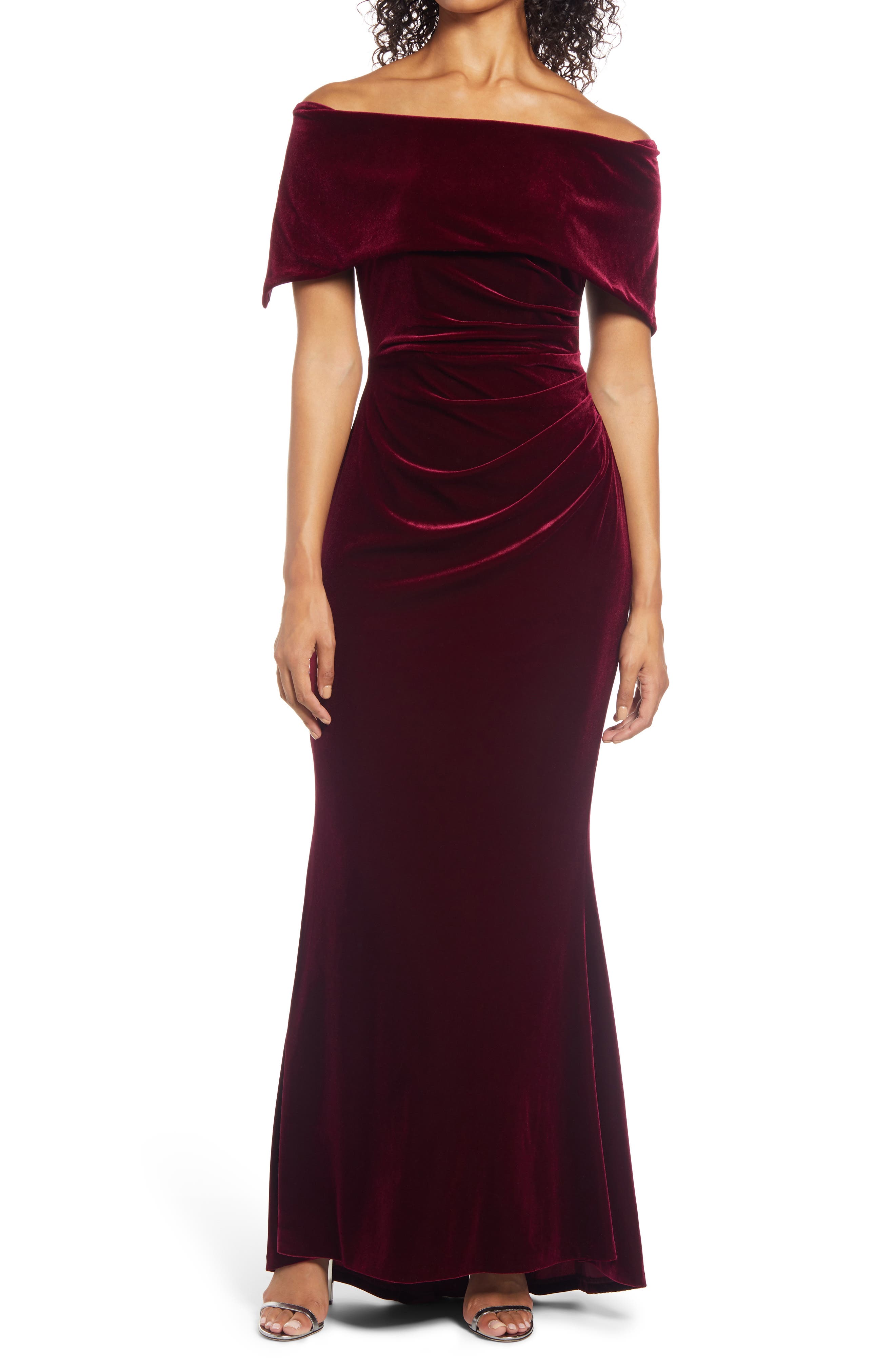 velvet off the shoulder dress vince camuto