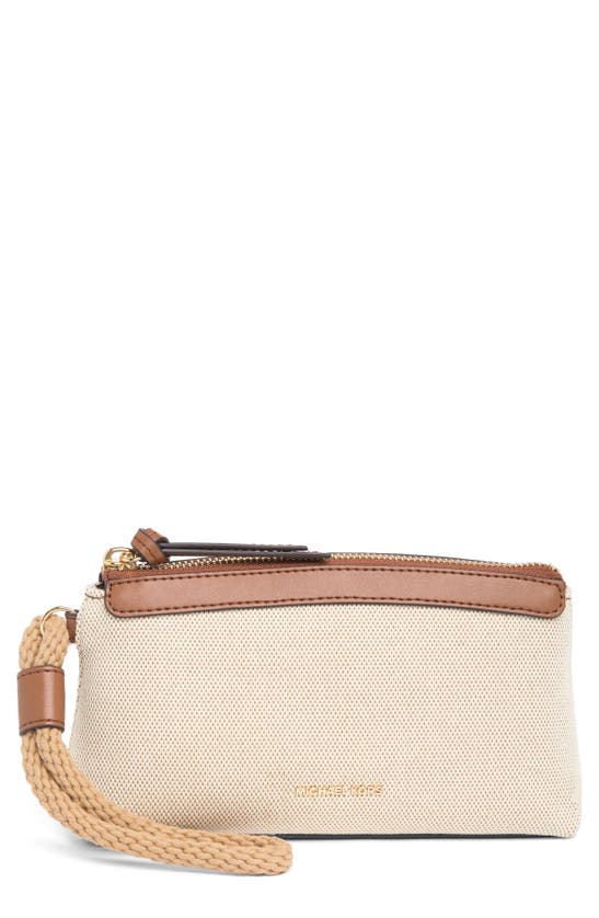Michael Michael Kors Talia Small Canvas Wristlet In Natural/luggage
