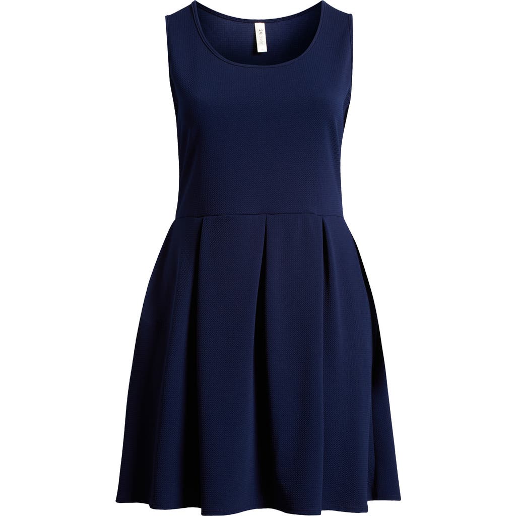 24seven Comfort Apparel Sleeveless Pleated Maternity Dress With Pockets In Navy