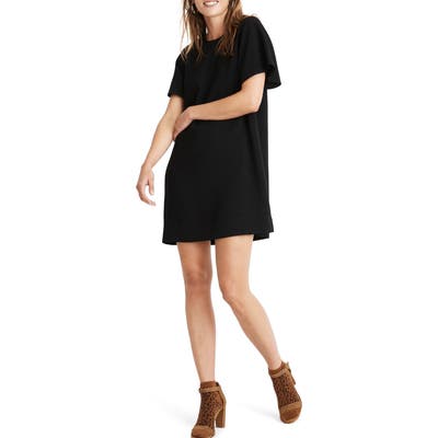 Madewell Flutter Sleeve Crepe Minidress, Black