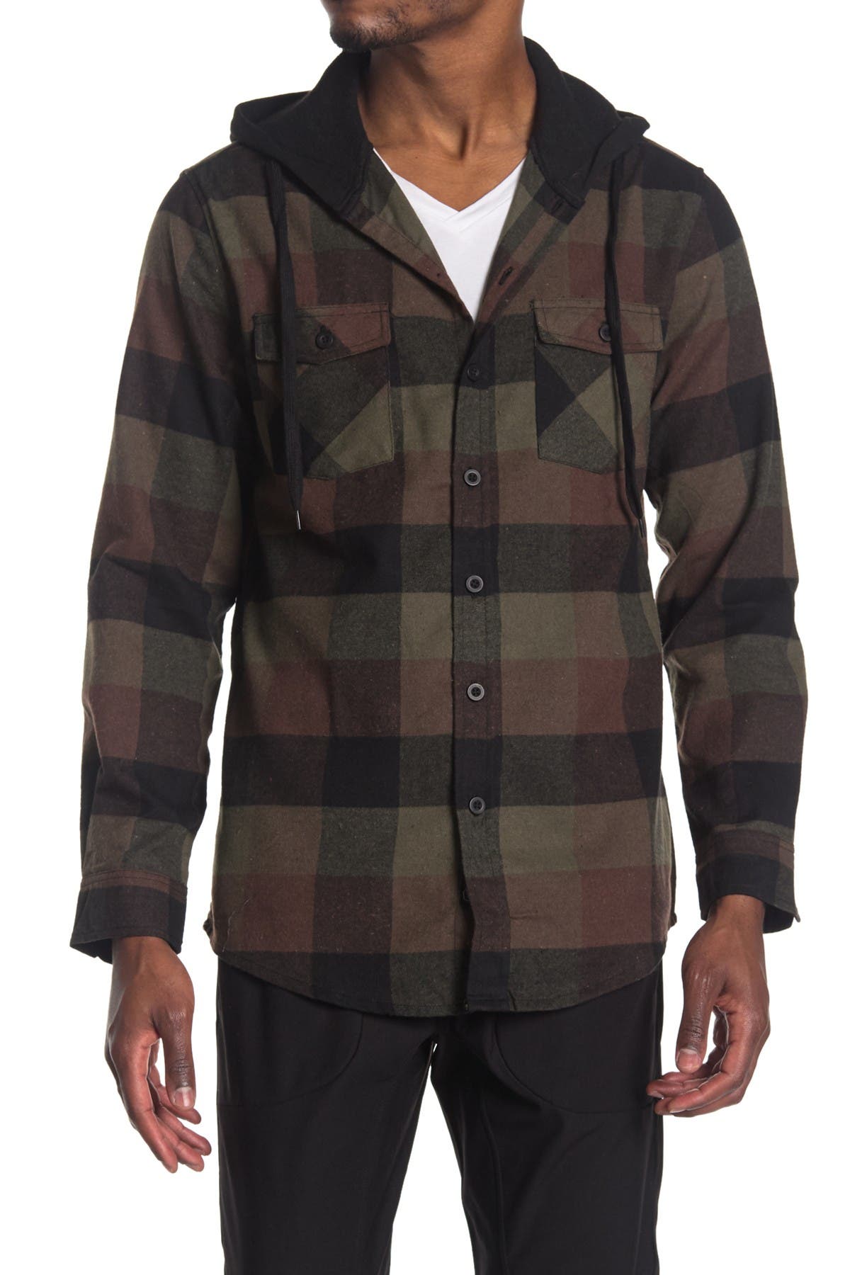 plaid flannel hooded shirt