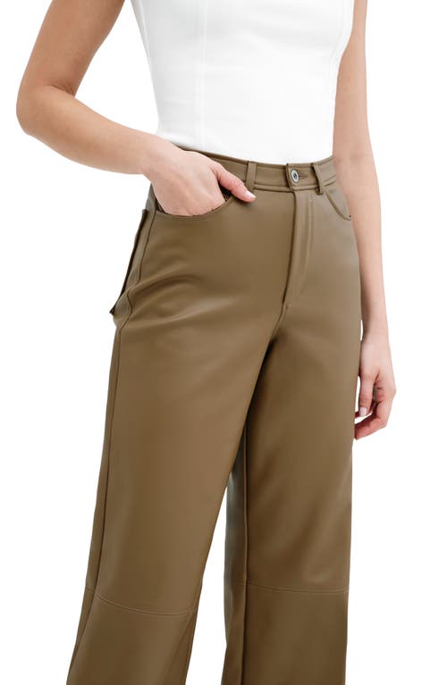 Shop Marcella Julien High Waist Faux Leather Wide Leg Pants In Latte