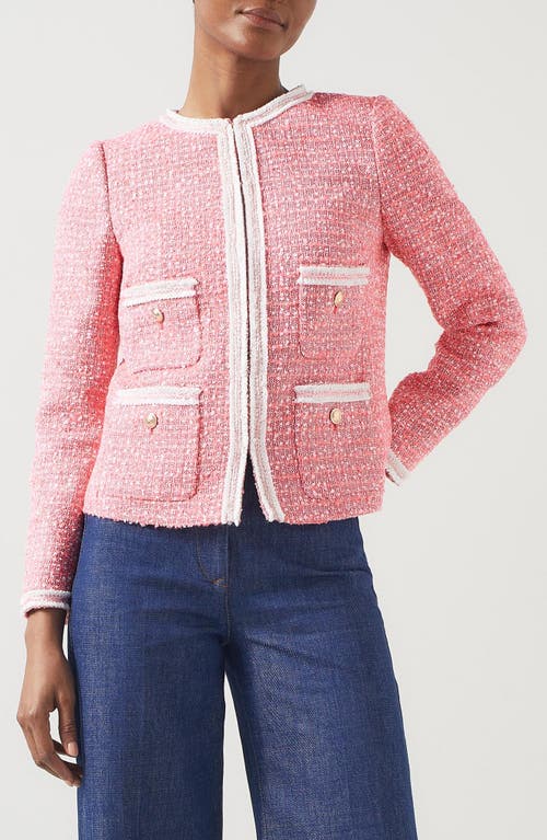 Shop Lk Bennett Charlie Cotton Blend Tweed Jacket In Pink Multi