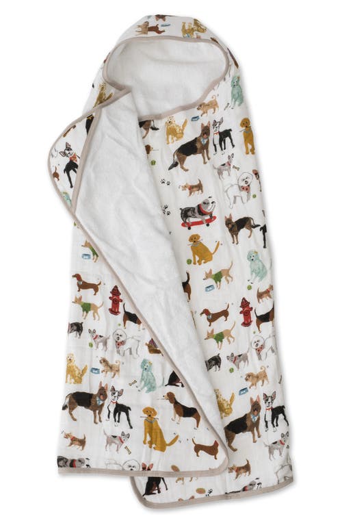 little unicorn Cotton Muslin & Terry Hooded Towel in Woof at Nordstrom